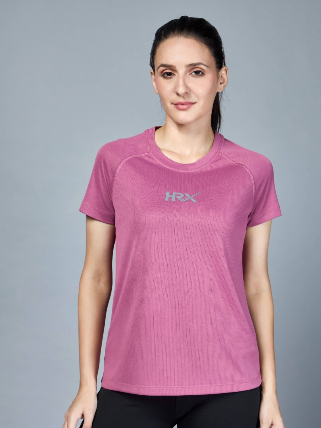 

HRX by Hrithik Roshan Women Solid Round Neck T-shirt, Mauve