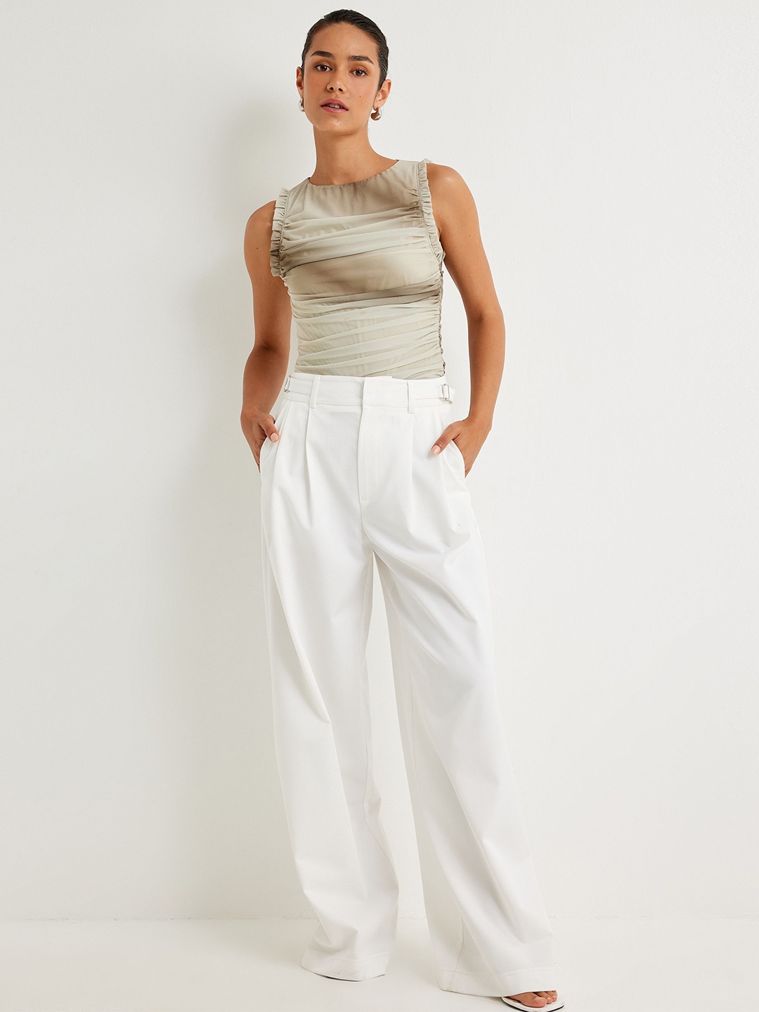 

Koton Women Abstract Printed Round Neck Top, White