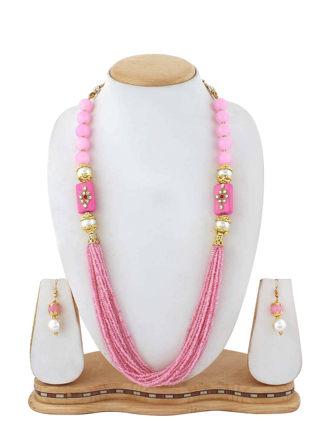 

ahoora Gold Plated Stones Studded & Beaded Jewellery Set