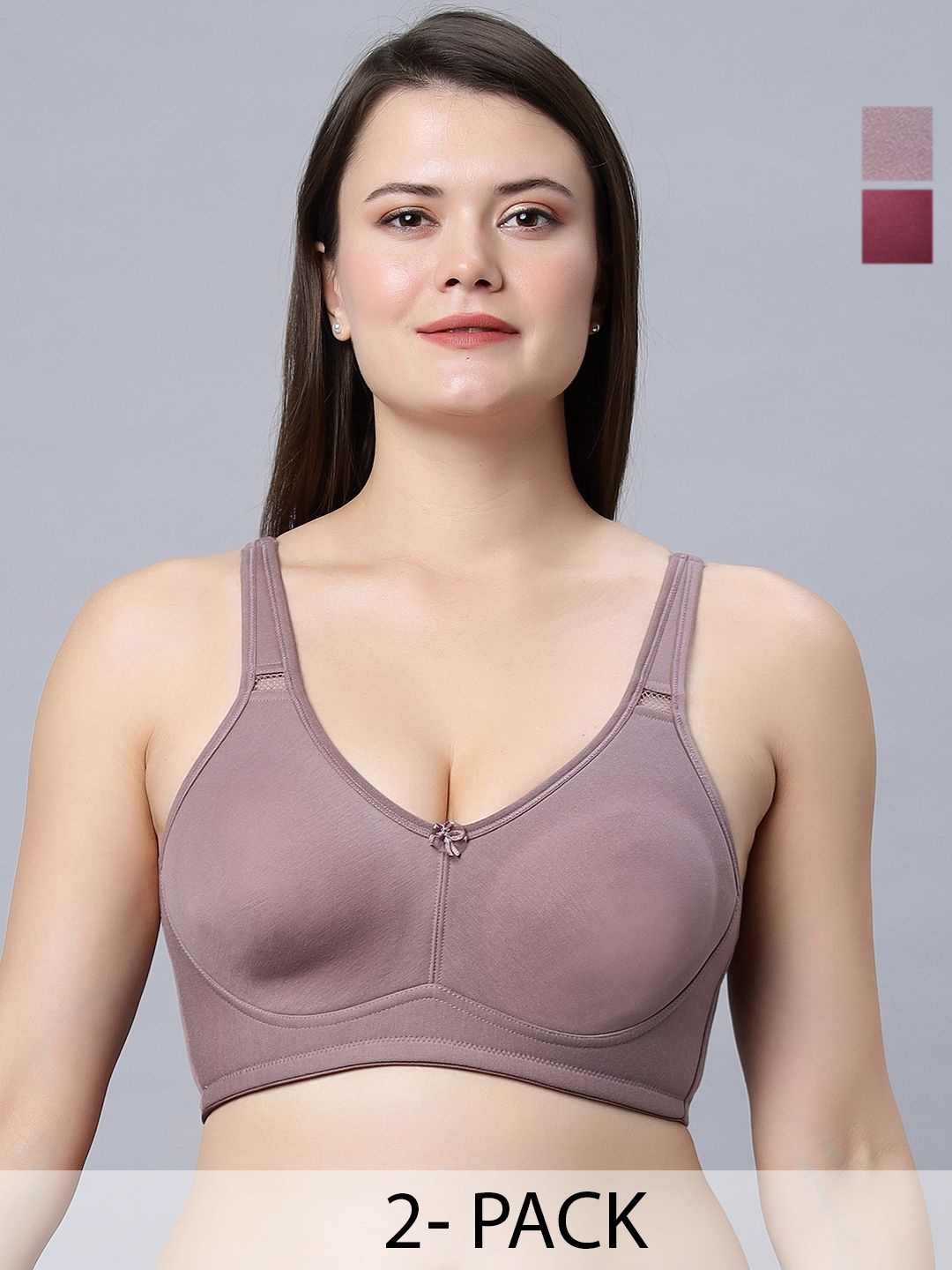 

In Care Pack OF 2 Women Full Coverage Cotton Everyday Bra, Burgundy