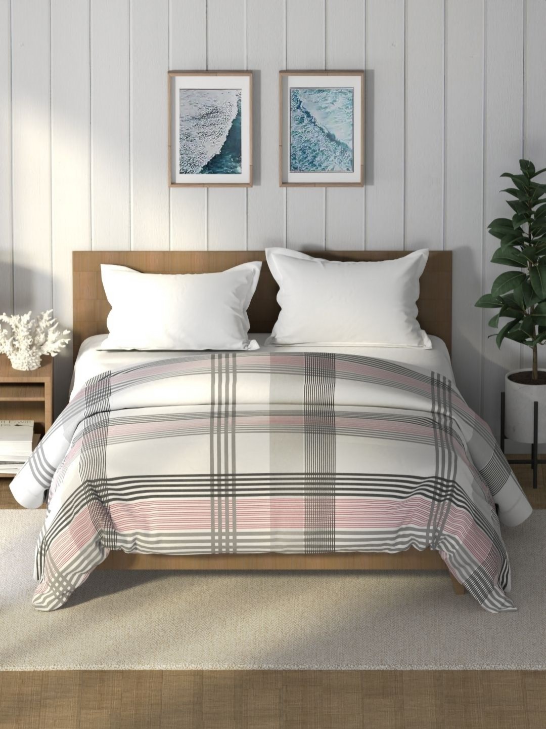 

Nautica Raymarine White Striped Pure Cotton AC Room 120 GSM Double Bed Comforter