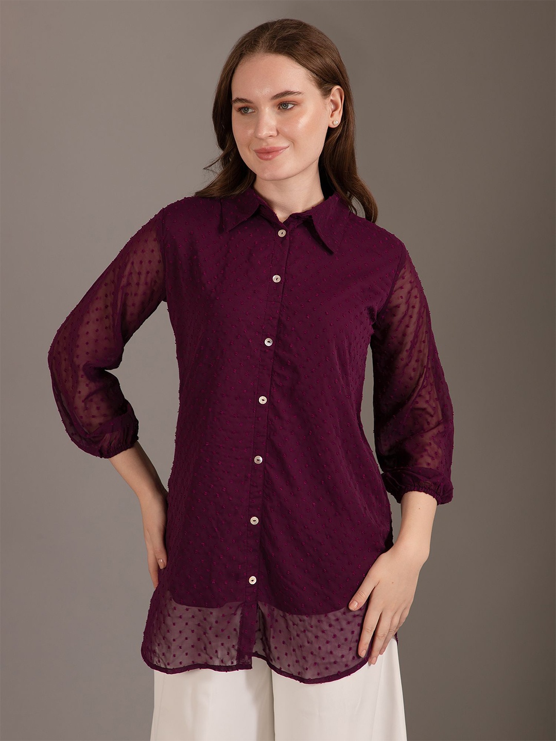 

Louis Bayrad Shirt Collar Tunic, Burgundy