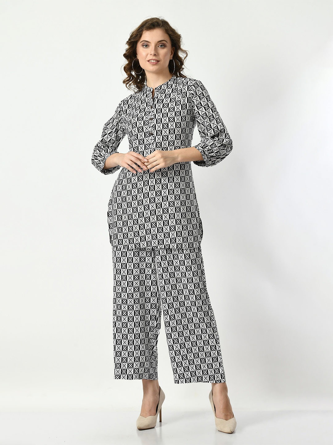 

VAPPSYAM Printed Cotton Tunic With Trousers Co-Ords, Black