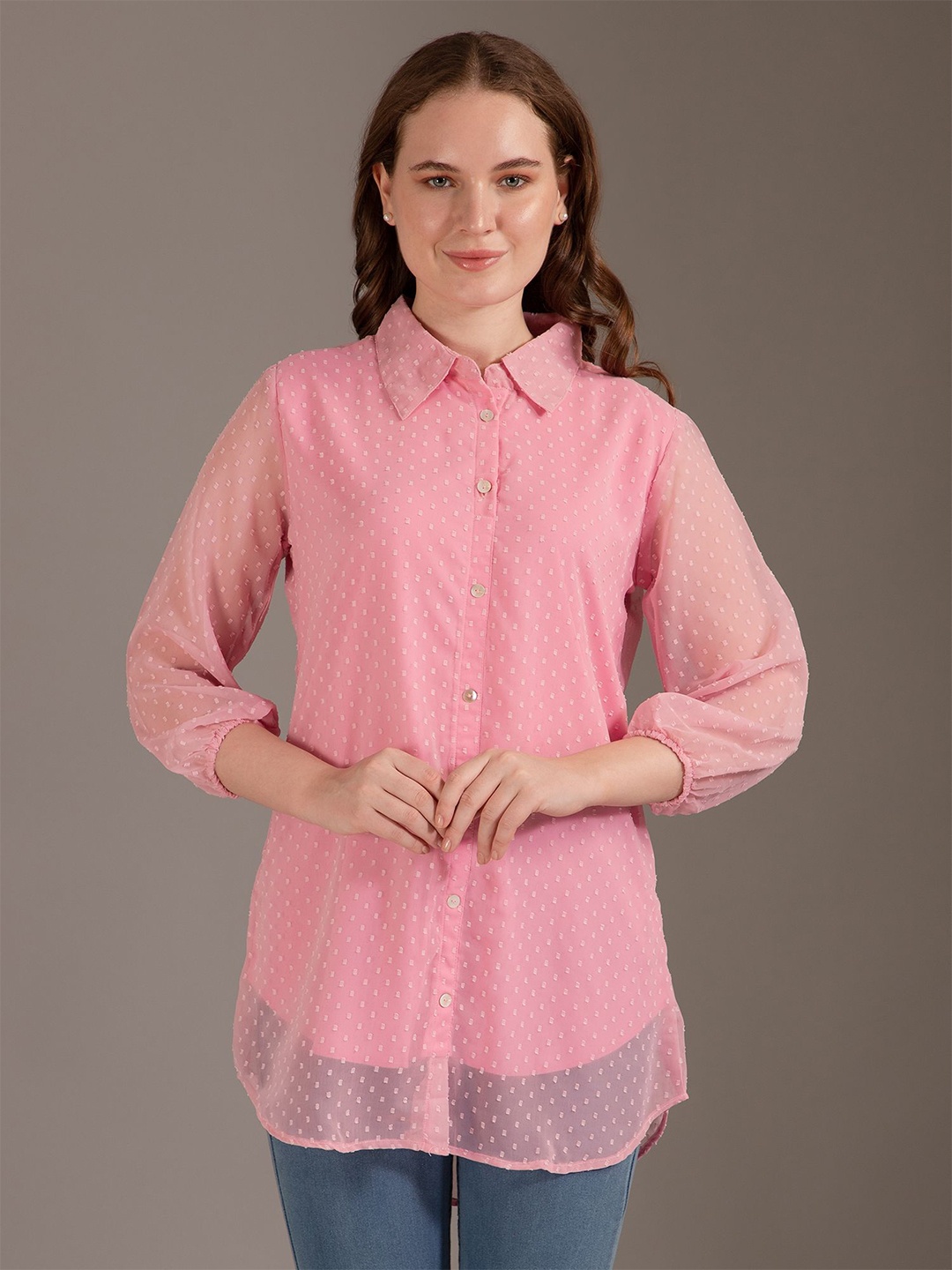 

Louis Bayrad Shirt Collar Tunic, Pink