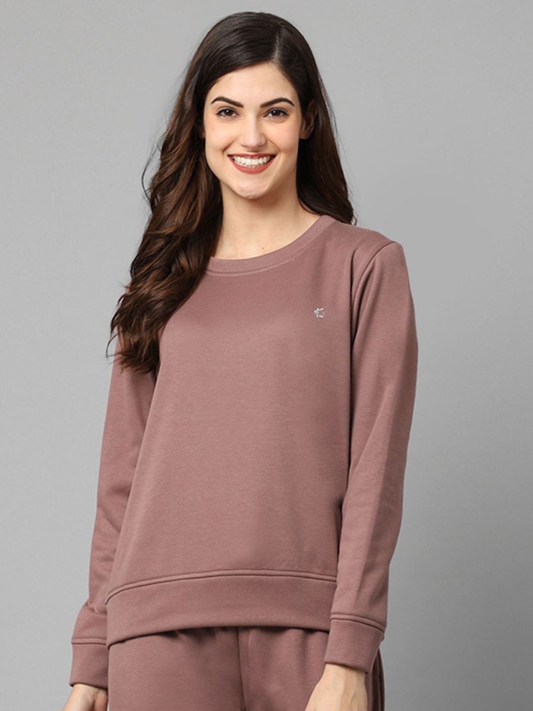 

Kanvin Women Cotton Solid Pullover Sweatshirt, Camel brown