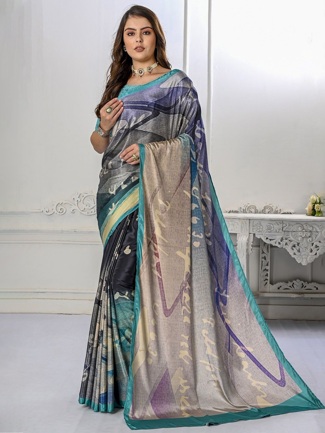 

JIVORA Ethnic Motifs Zari Mysore Silk Saree, Blue