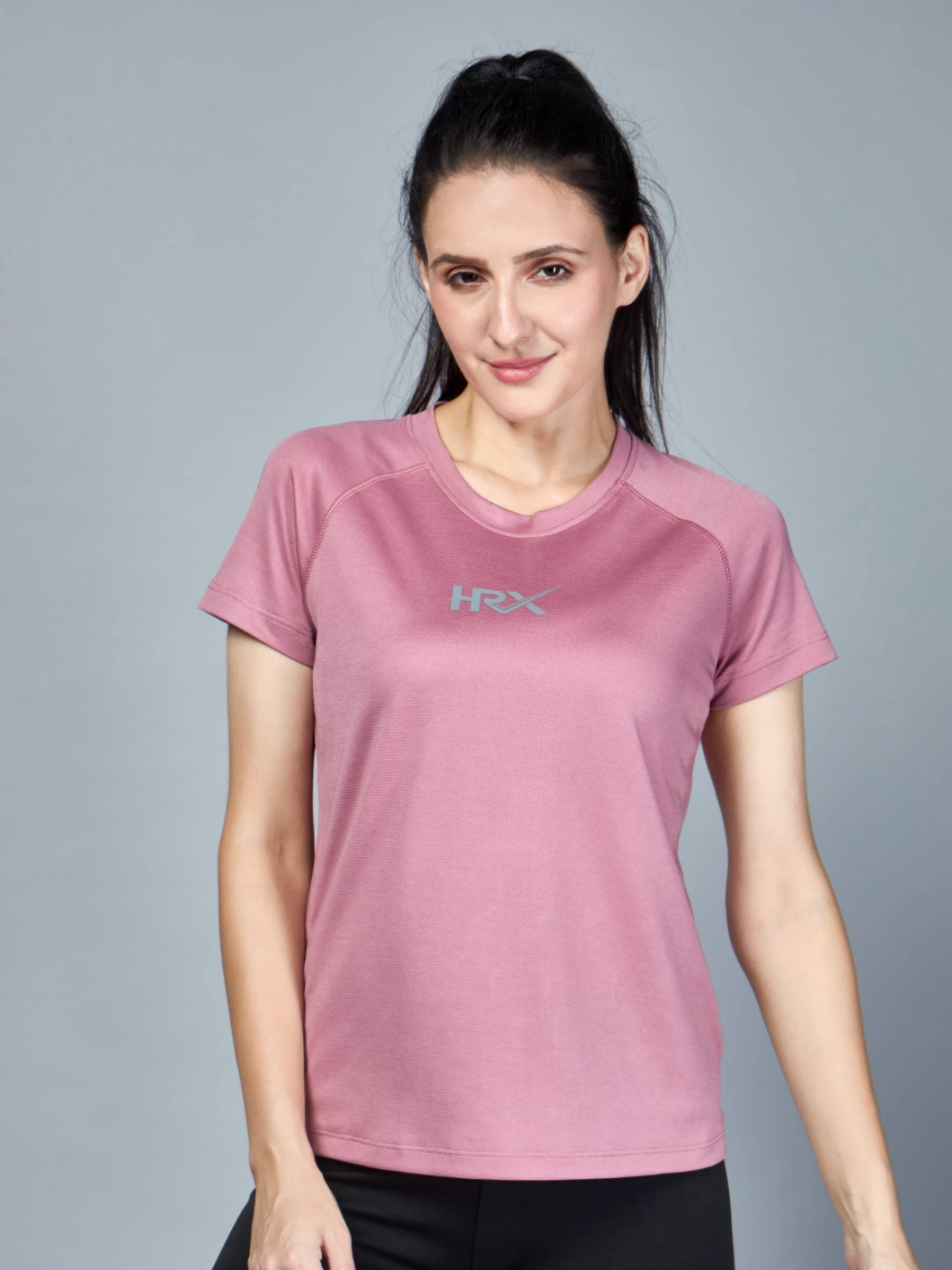 

HRX by Hrithik Roshan Women Solid Round Neck T-shirt, Mauve