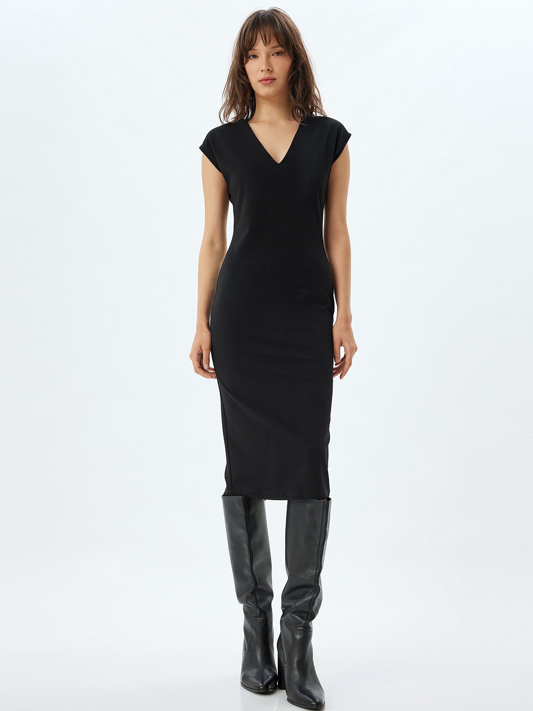 

Koton v neck Bodycon Midi Dress, Black