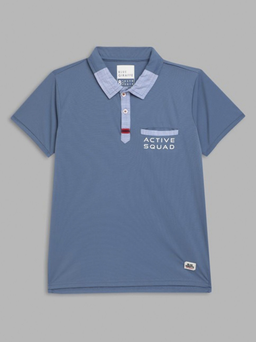 

Blue Giraffe Boys Typography Printed Polo Collar Cotton T-shirt