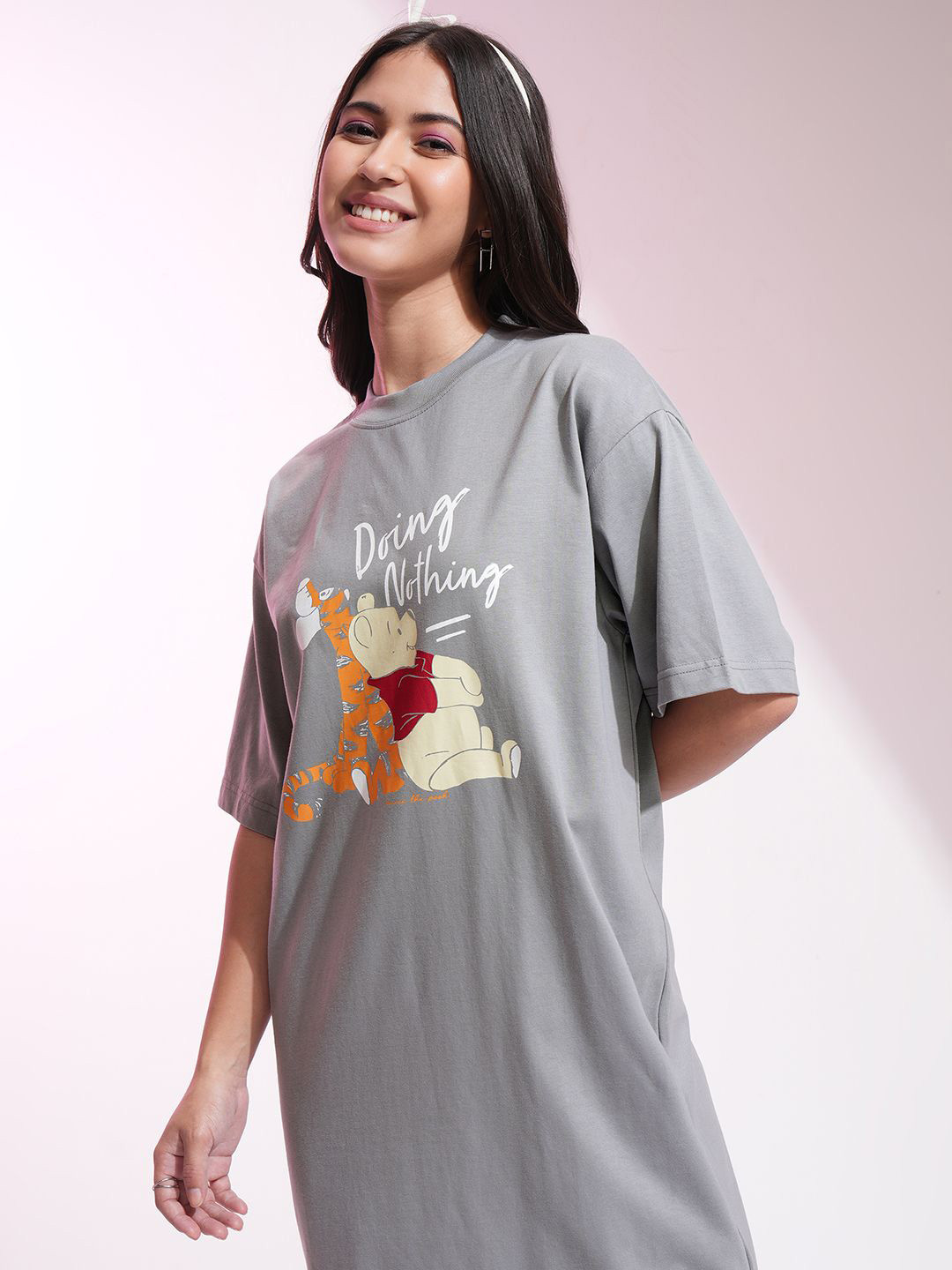 

Tokyo Talkies Disney Women Winnie & Tigger Print Mini TShirt Dress, Grey