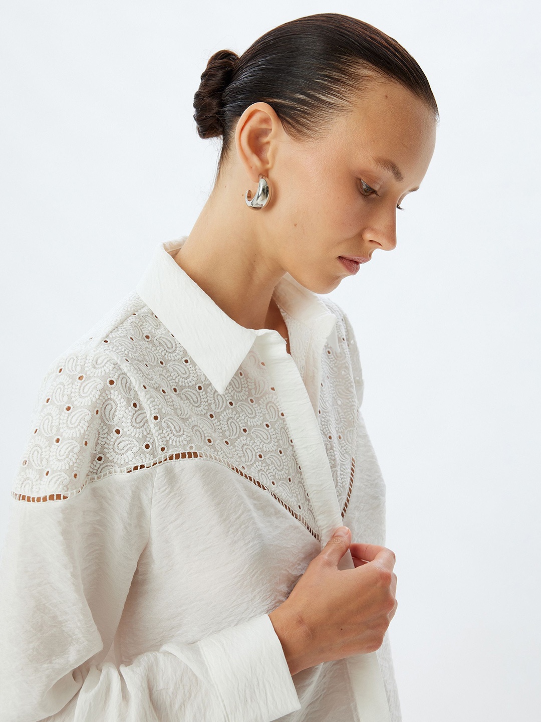 

Koton Women Cutaway Collar Solid Casual Shirt, White
