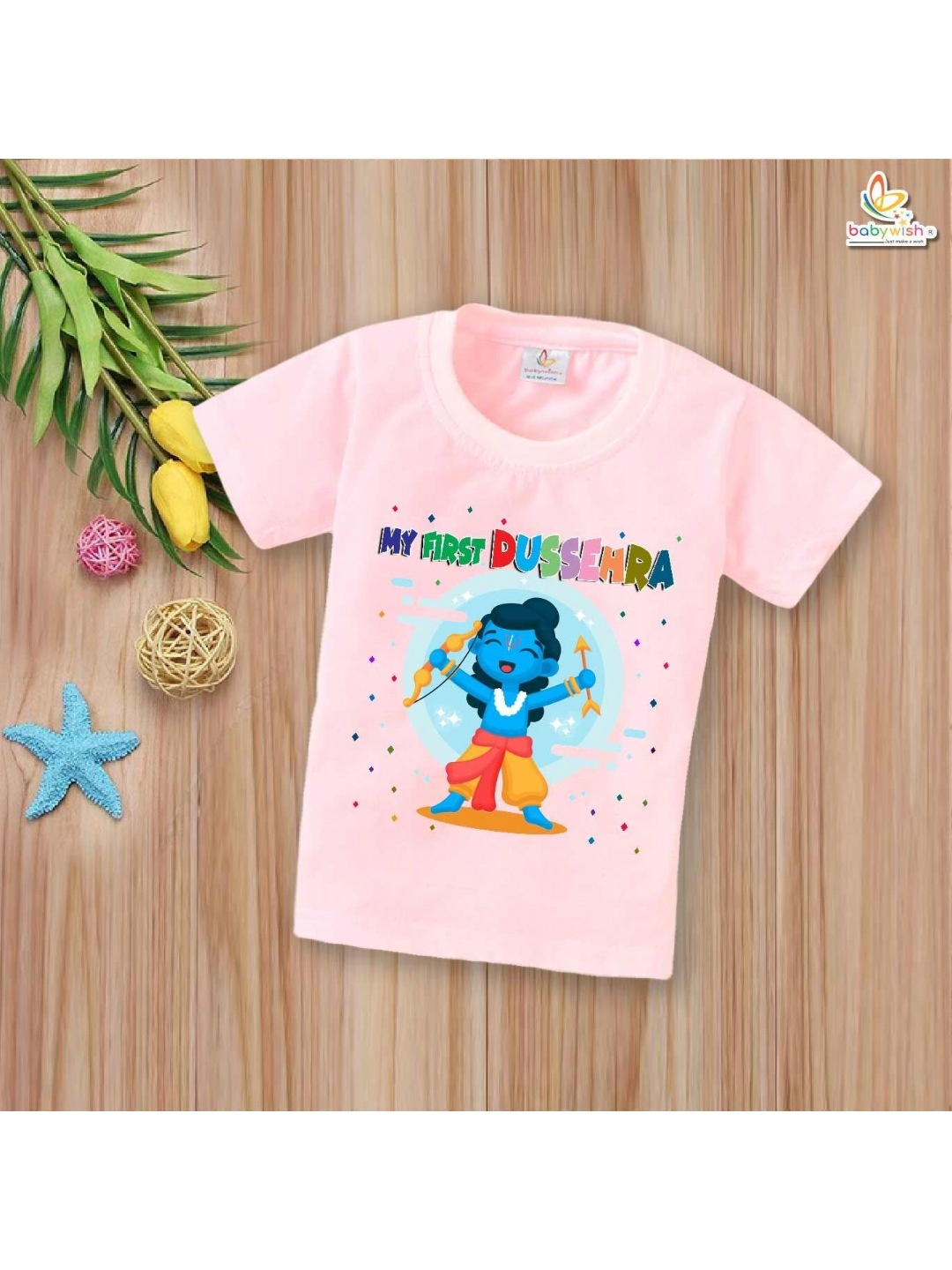 

Babywish Unisex Kids Graphic Printed Round Neck Cotton T-shirt, Pink