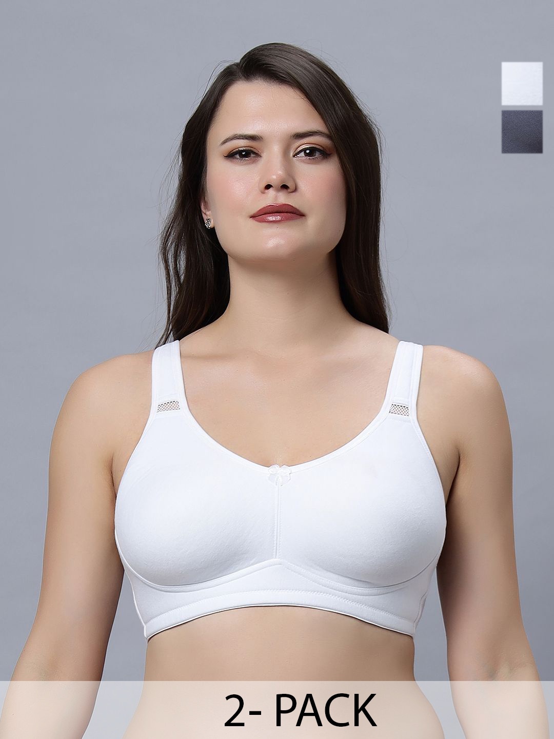 

In Care Set Of 2 Full Coverage Cotton Push-up Non-Wired Cut and Sew Cups Bra, White