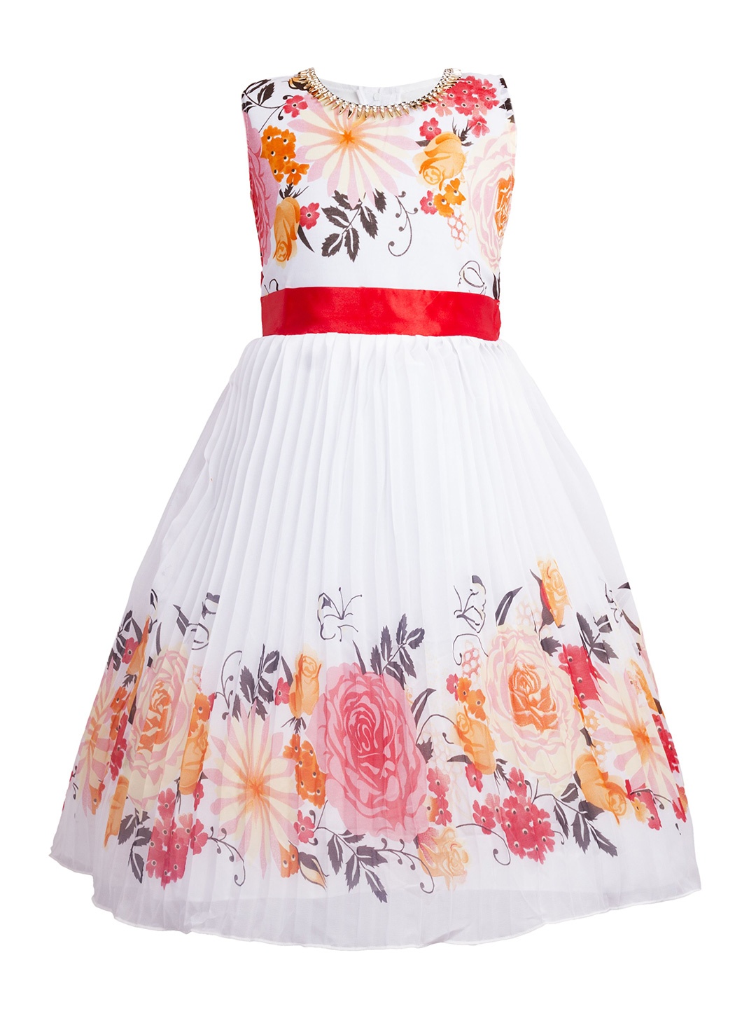 

My Lil Princess Girls Floral Print Fit - Flare Maxi Dress, Pink