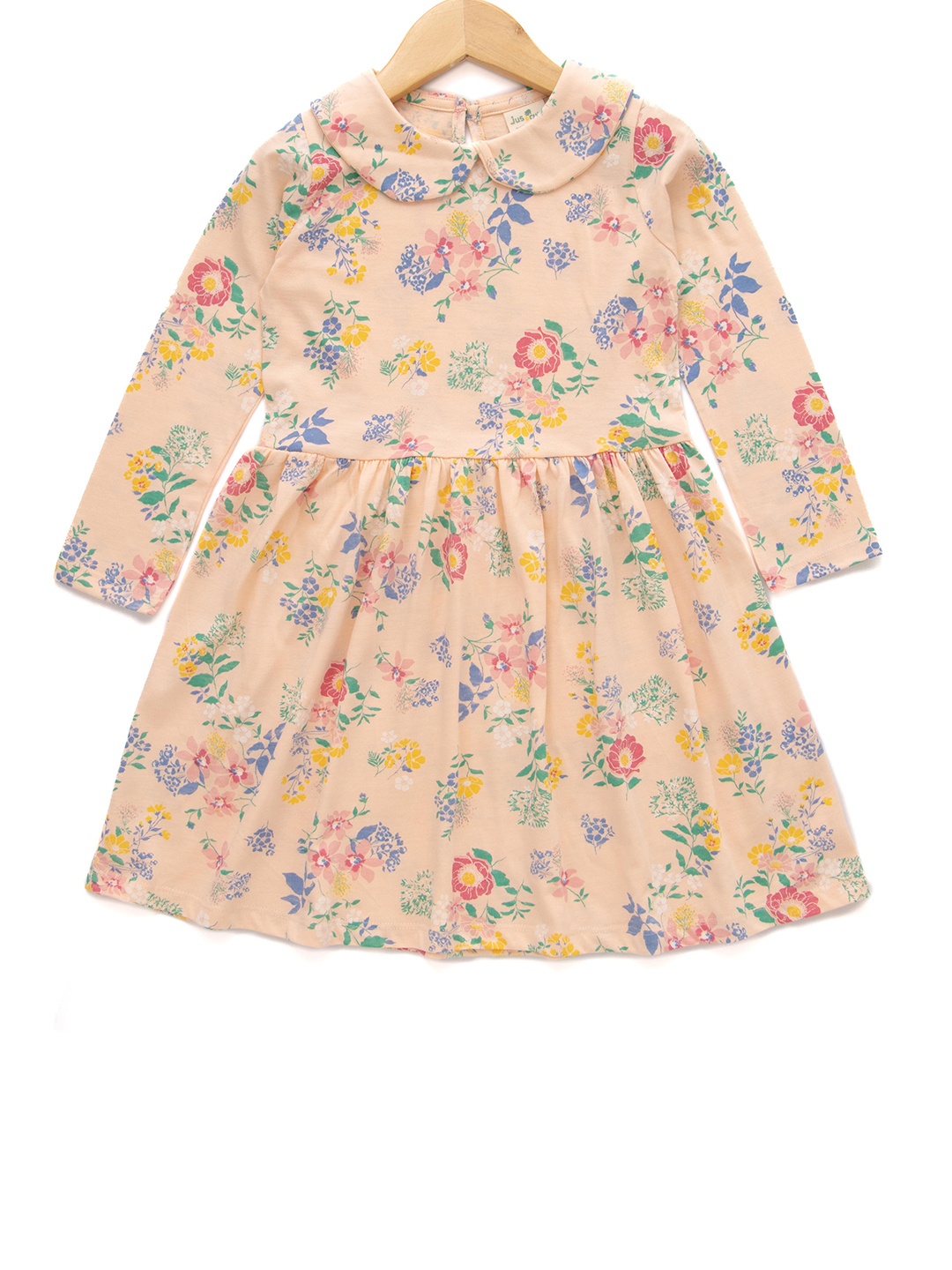

JusCubs Girls Floral Printed Cotton Fit & Flare Dress, Peach