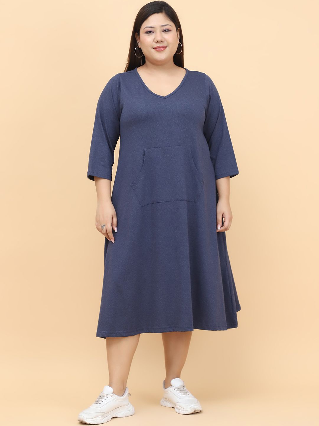 

theRebelinme Women A-Line Plus Size Midi Dress, Blue
