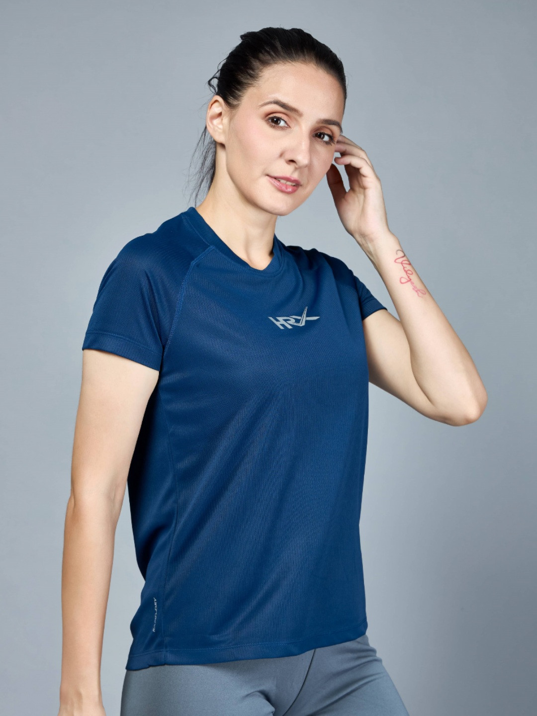 

HRX by Hrithik Roshan Women Solid Round Neck T-shirt, Blue