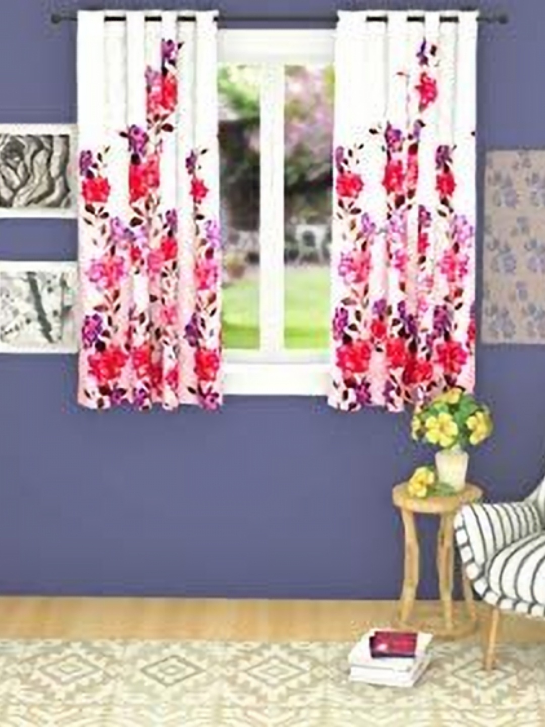 

Lushomes White & Purple 2 Pieces Floral Printed Windows