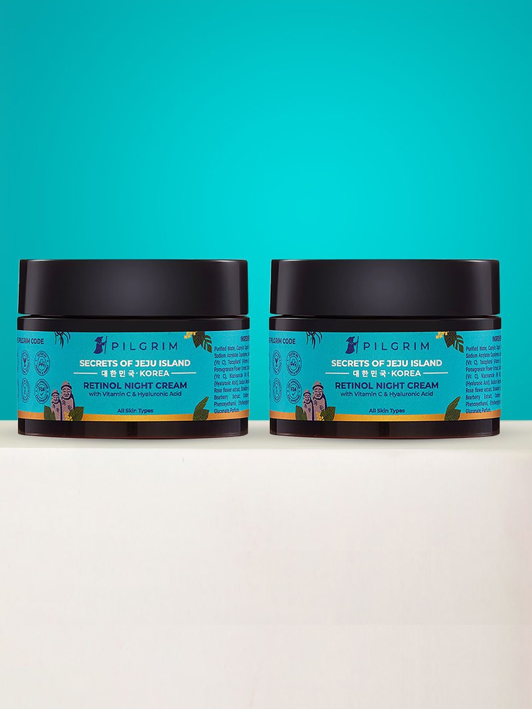 

Pilgrim Set Of 2 Retinol Night Cream With Vitamin C - 50g Each, Teal