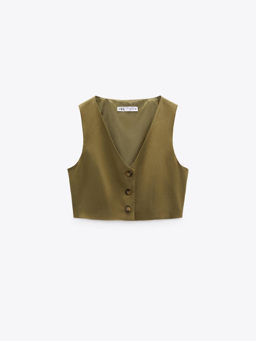 

ZARA Women Khaki Waistcoat