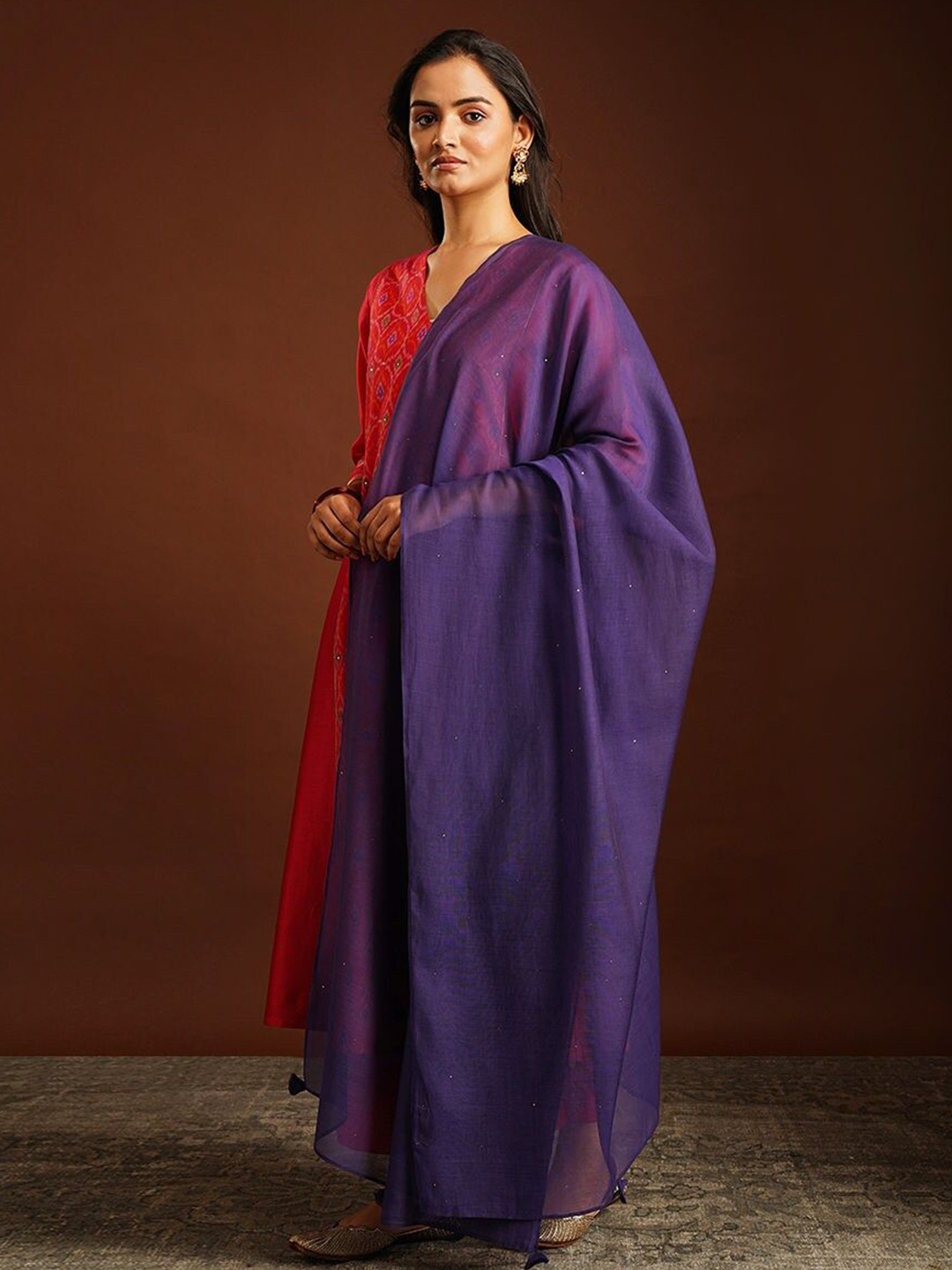 

JAYPORE Cotton Silk Dupatta, Purple