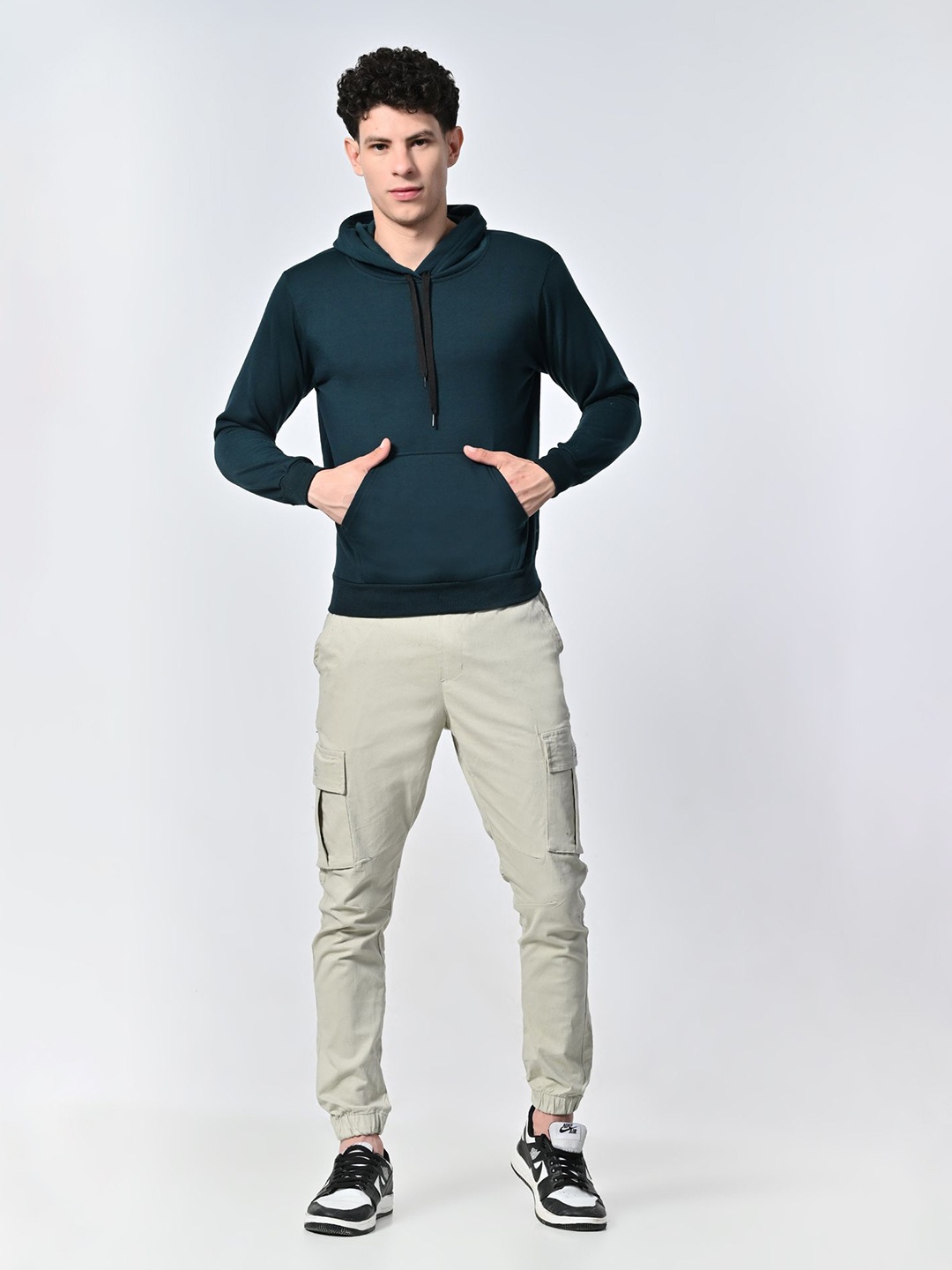 

BAESD Men Solid Hood Fleece Pullover Sweatshirt, Sea green