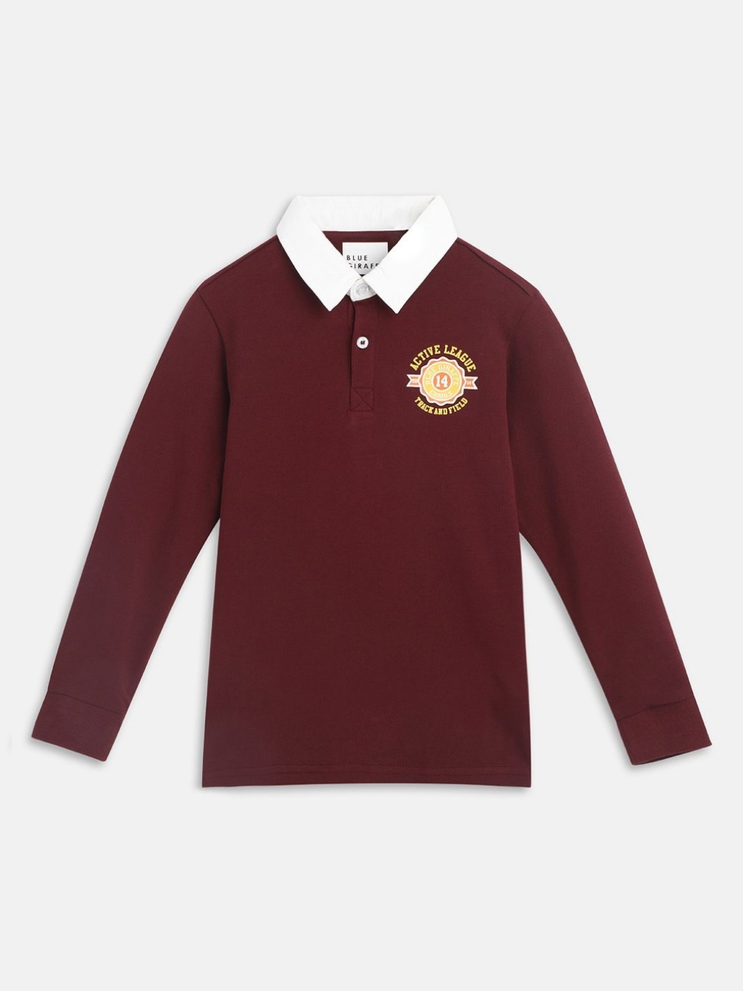

Blue Giraffe Boys Solid Polo Collar Cotton T-shirt, Red