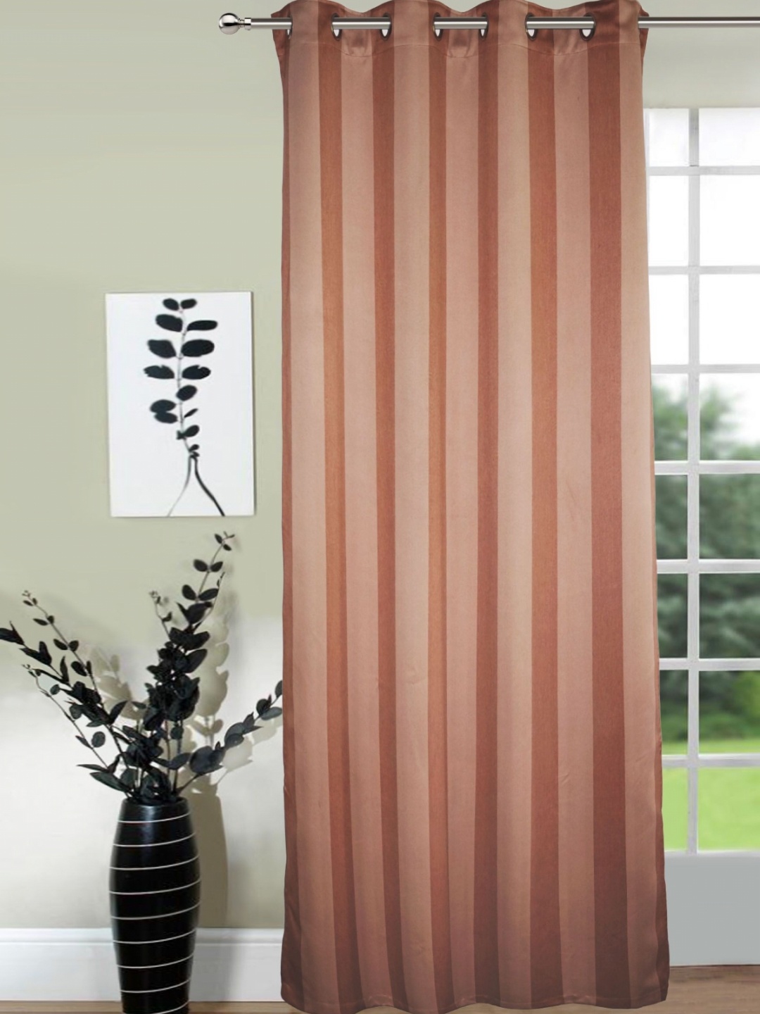 

Lushomes Brown Striped Window Curtain