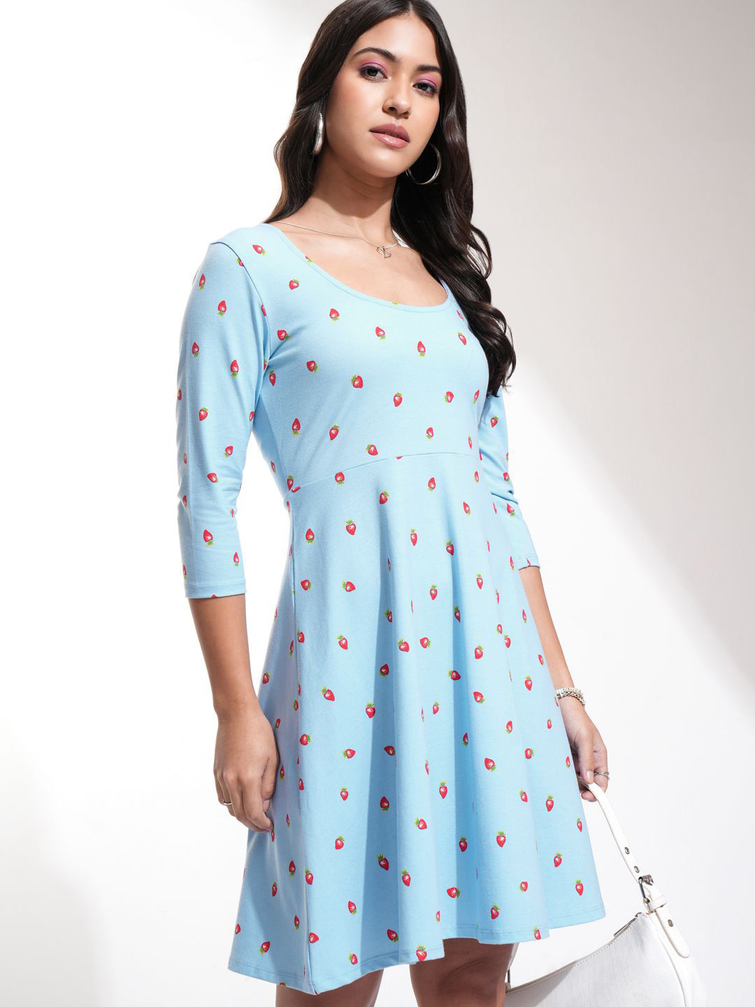 

Tokyo Talkies Women Conversational Printed A-Line Dress, Blue