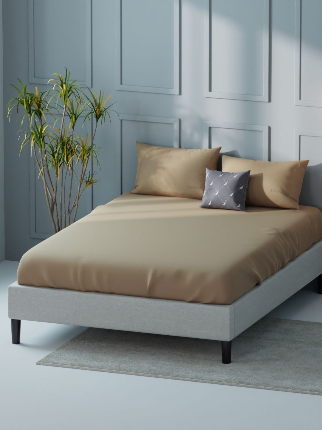

Nautica compass-400 Khaki 400 TC King Bedsheet with 2 Pillow Covers 2.74 m X 2.74 m