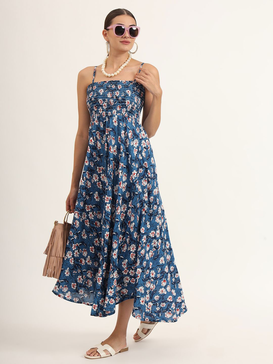 

KALINI Floral Print Fit & Flare Dress, Blue