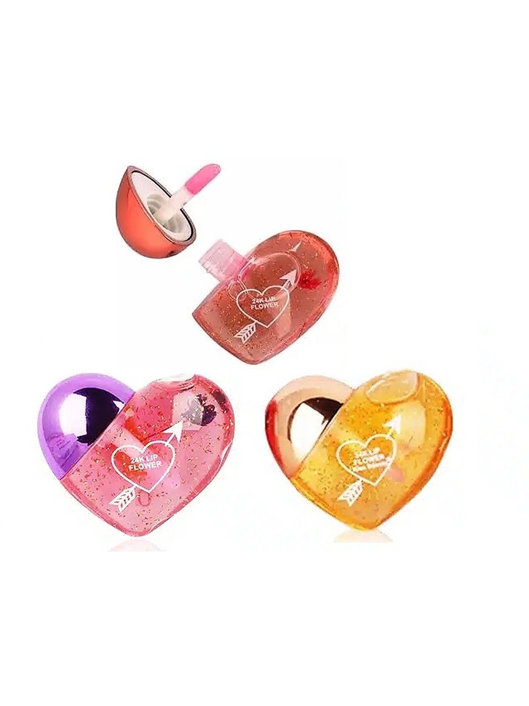 

Rsentera Set Of 2 Cute Heart-Shaped Lip Gloss - 4 ml Each, Purple