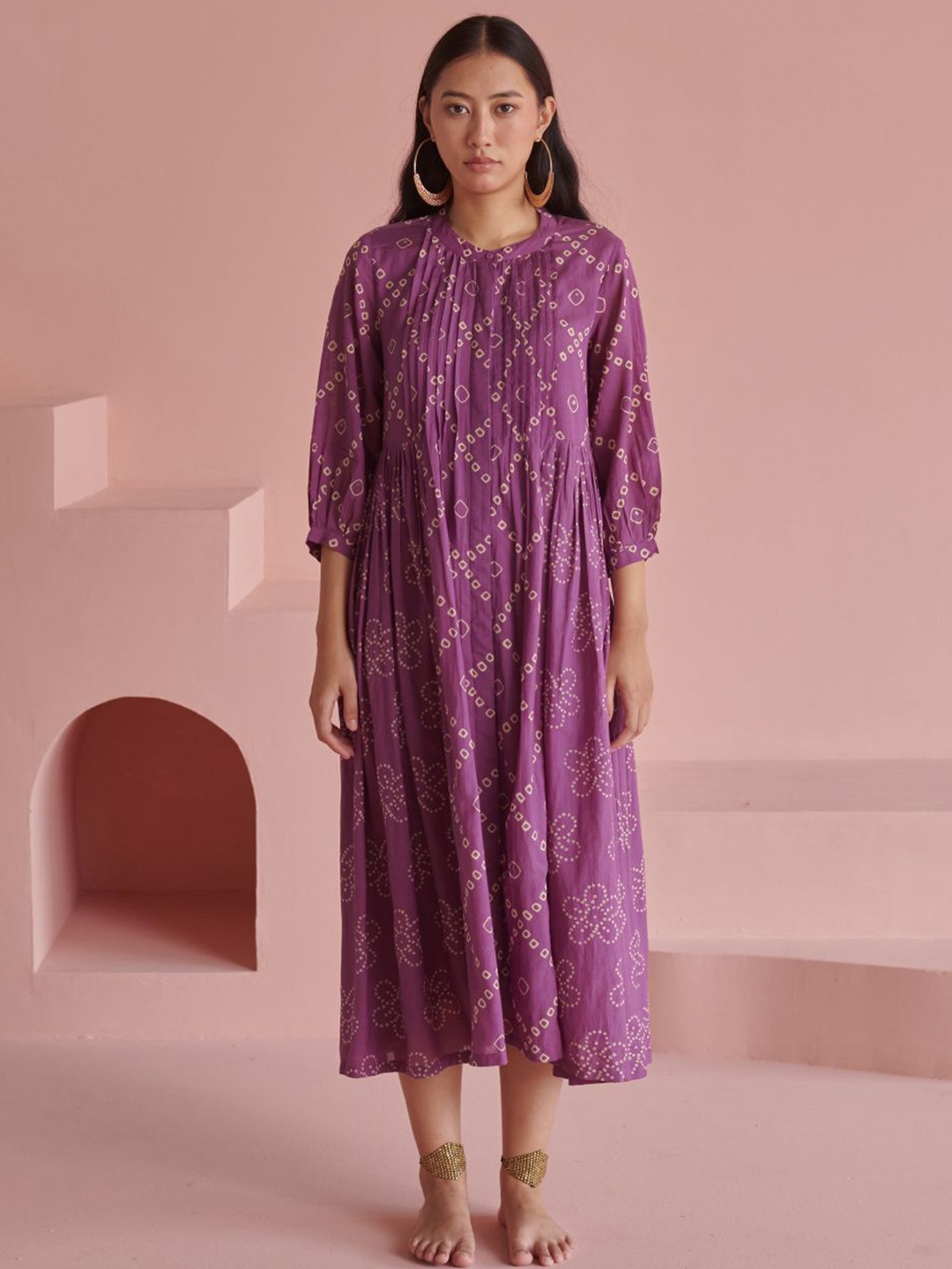 

Prakriti Jaipur Women Bandhej Printed Dress, Purple