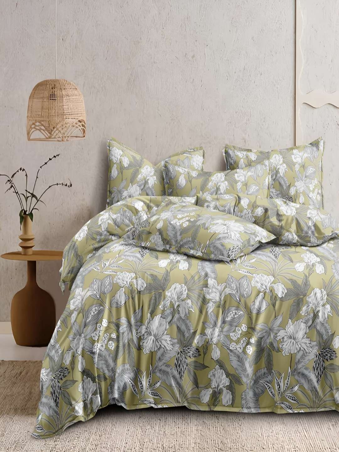

tundwal's Green & White Printed Cotton Single Bed Duvet Cover With Zipper