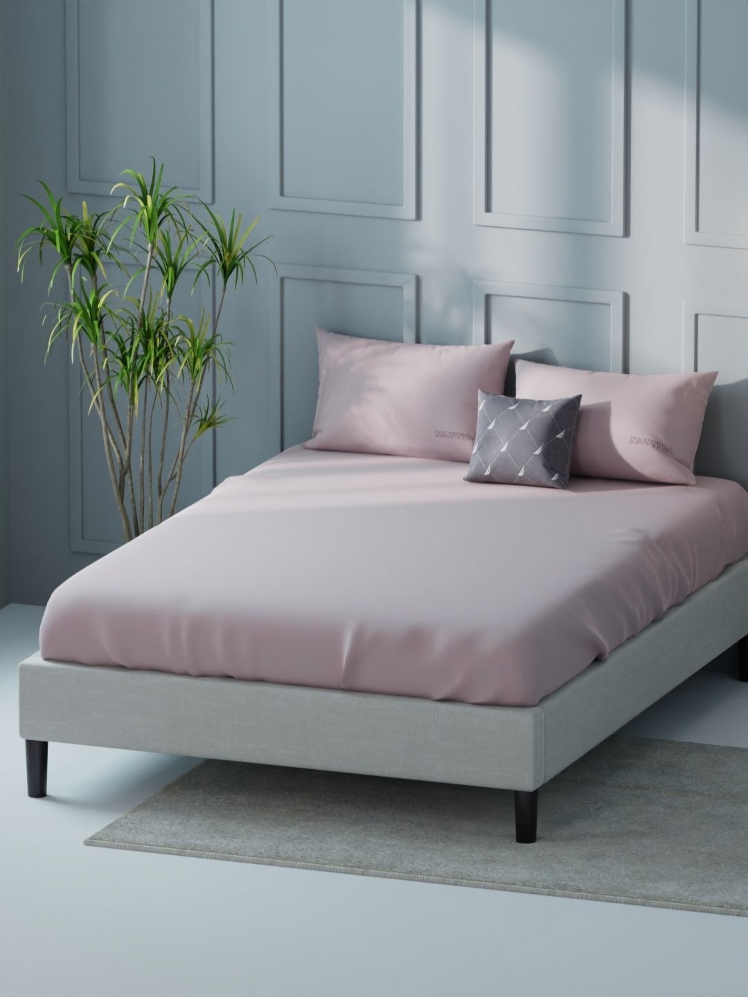 

Nautica compass-400 Rose 400 TC King Bedsheet with 2 Pillow Covers 2.74 m X 2.74 m