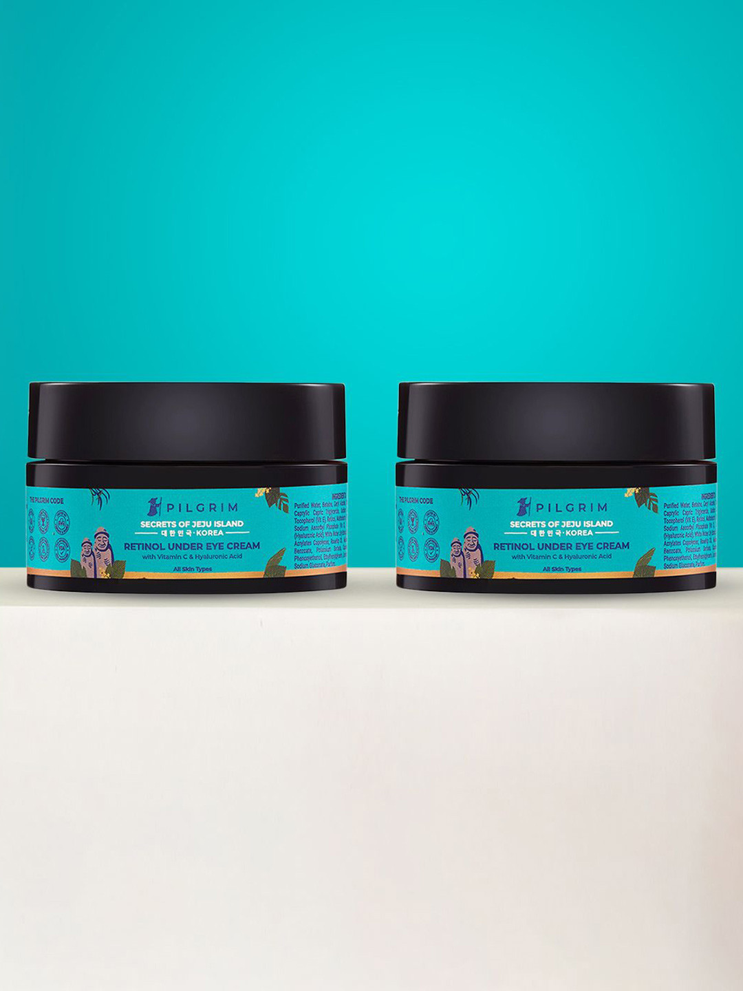 

Pilgrim Set Of 2 Retinol Under Eye Cream With Vitamin C & Hyaluronic Acid - 30g Each, Teal