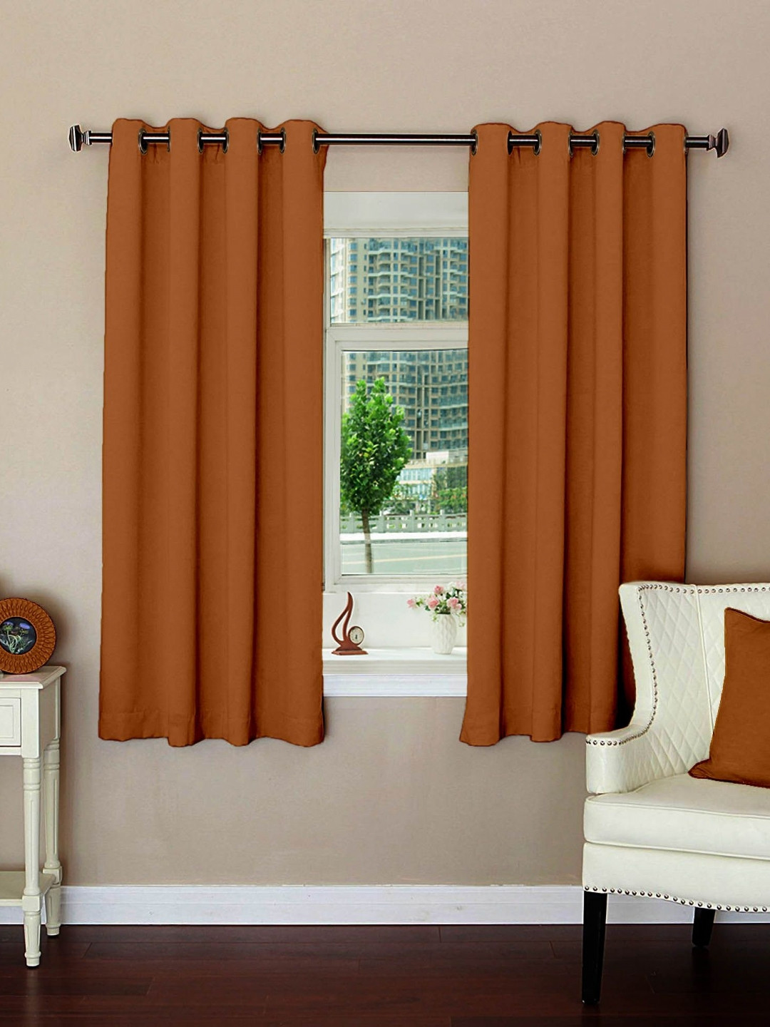 

Lushomes Brown Blackout Eyelet Window Curtain