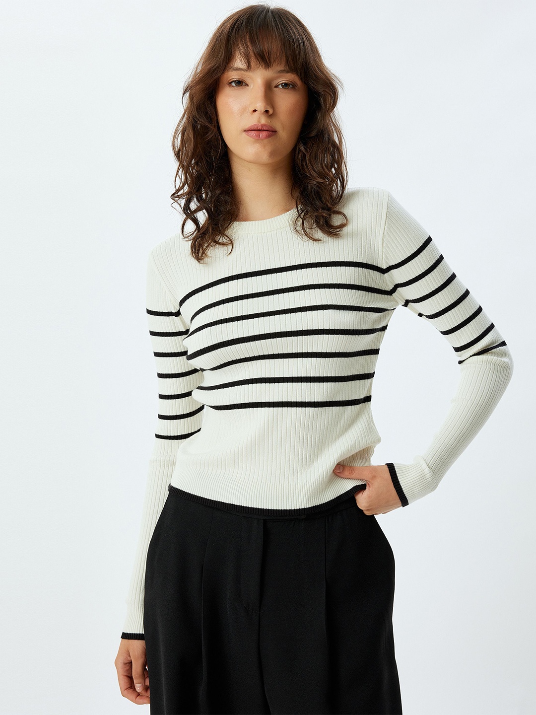 

Koton Women Striped Cardigan, White