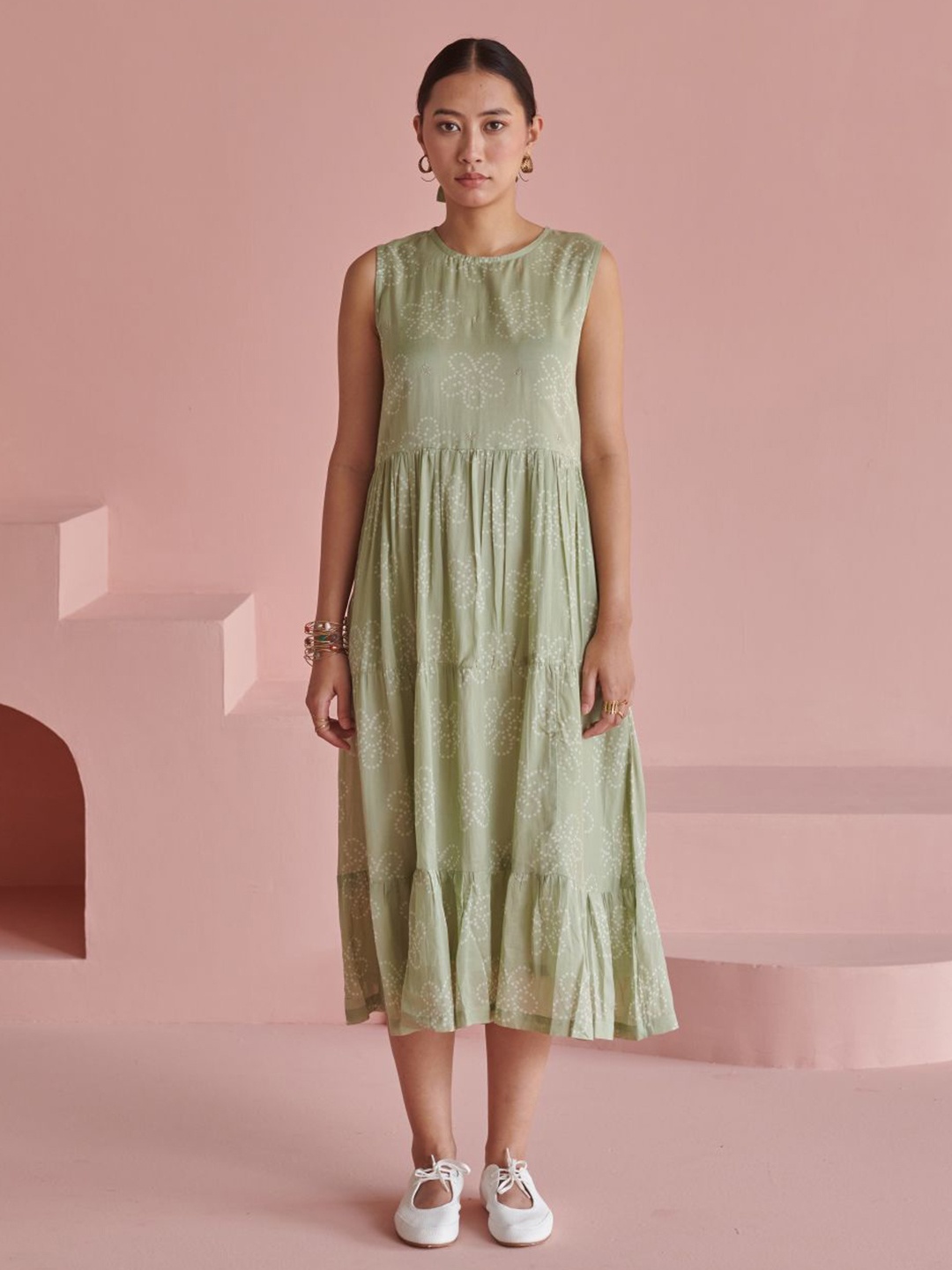 

Prakriti Jaipur Cotton Fit and Flare Dress, Green