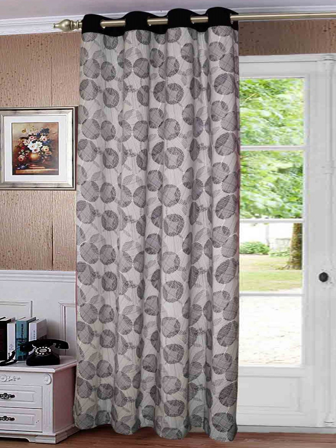

Lushomes Grey & Black Geometric Door Curtain