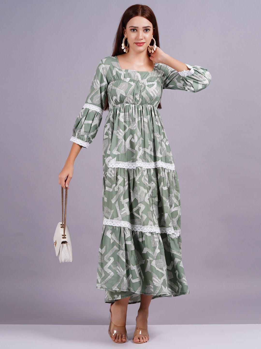 

JC4U Women Print Maxi Dress, Green