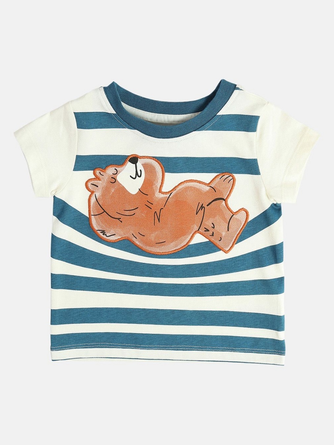 

MINI KLUB Boys Striped Applique T-shirt, Mustard