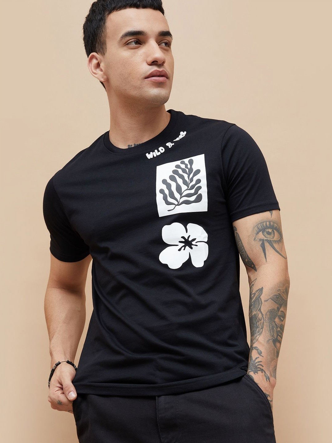 

Fame Forever by Lifestyle Men Graphic Printed Round Neck Cotton T-shirt, Black