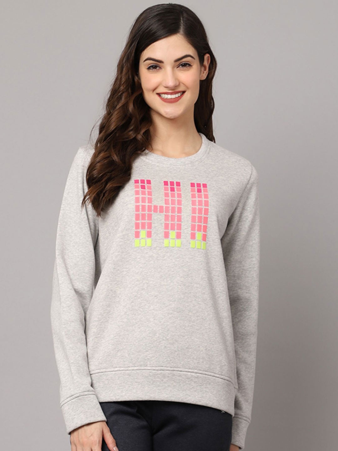 

Kanvin Women Typography Printed Sweatshirt, Grey