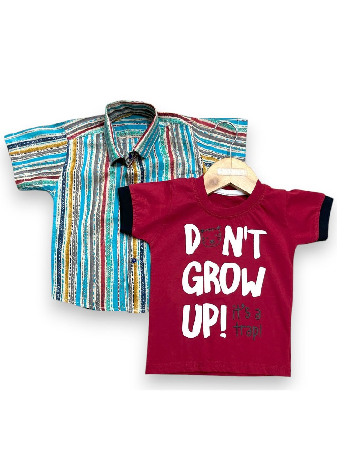 

BAESD Boys Relaxed Multi Stripes Opaque Striped Party Shirt, Red