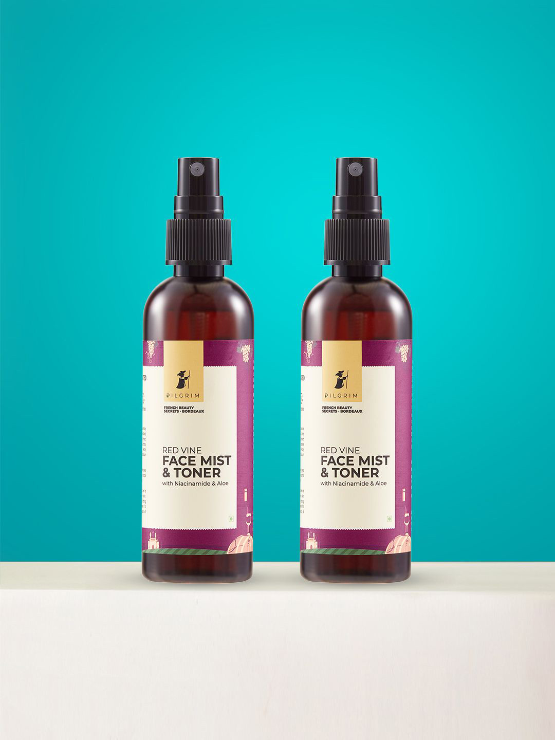 

Pilgrim Set Of 2 Red Vine Toner & Mist With Niacinamide & Aloe Vera - 100ml Each, Magenta