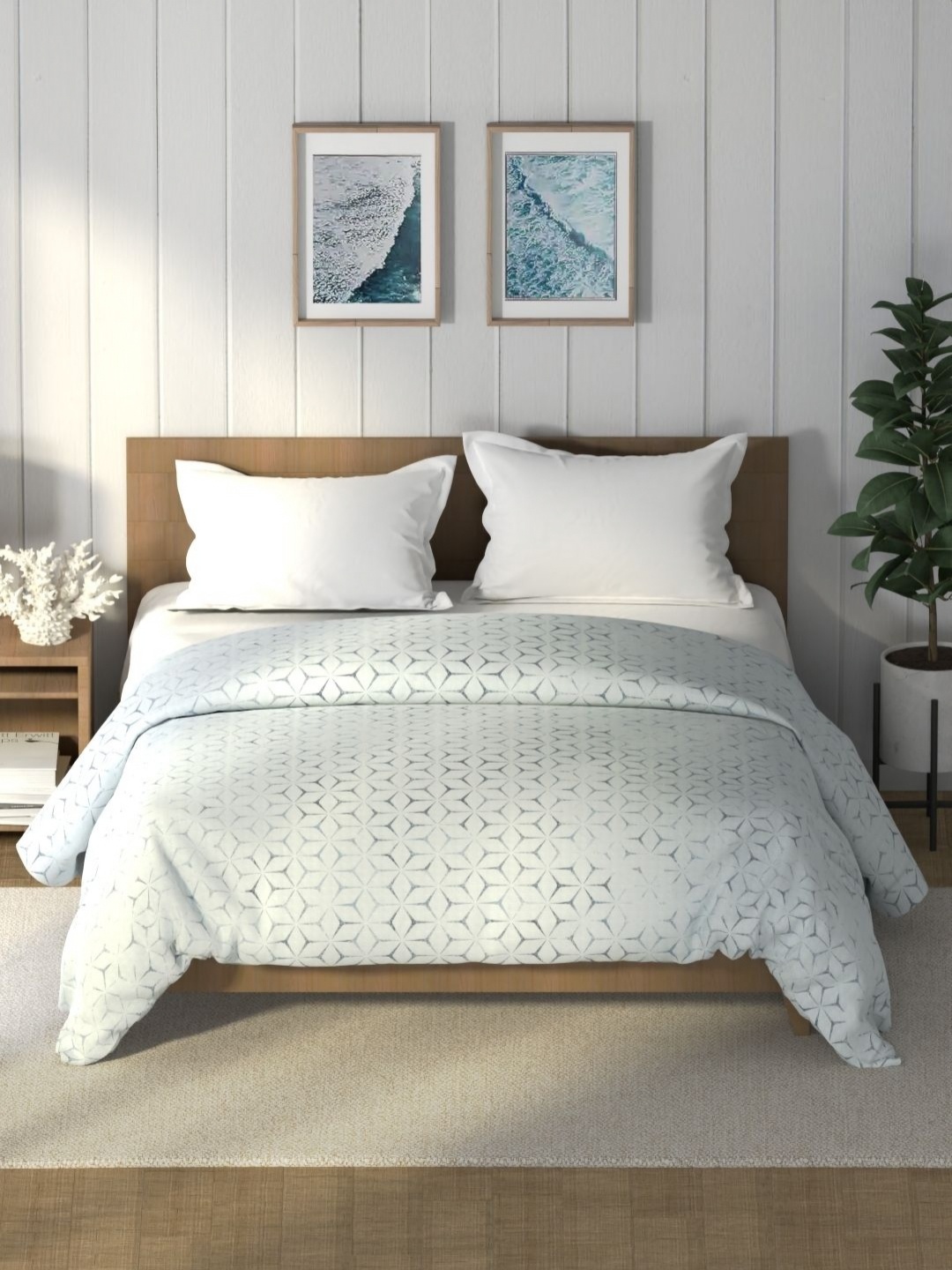 

Nautica Raymarine Blue Geometric Printed Pure Cotton AC Room 120 GSM Double Bed Comforter