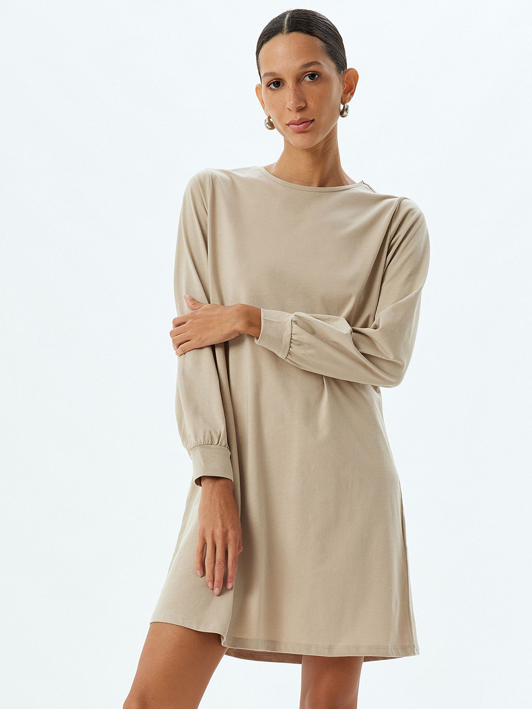 

Koton Women Long Sleeves A-Line Dress, Beige