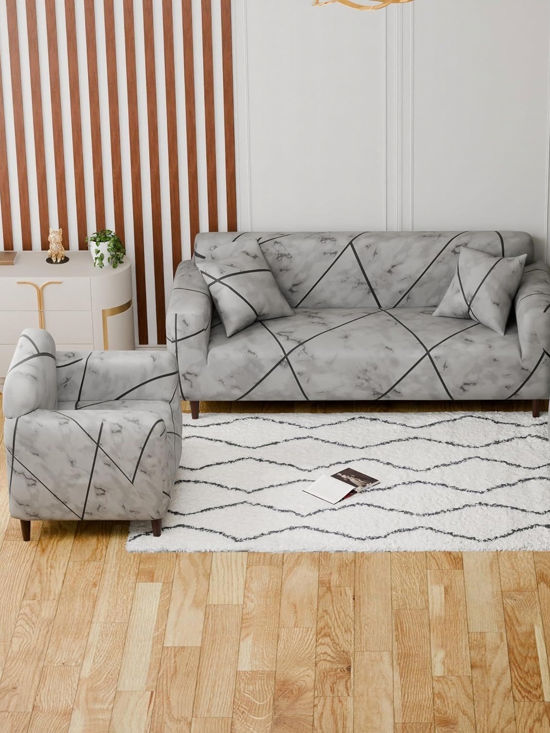 

Lukzer Grey Marble Design 5 Seater Sofa Cover