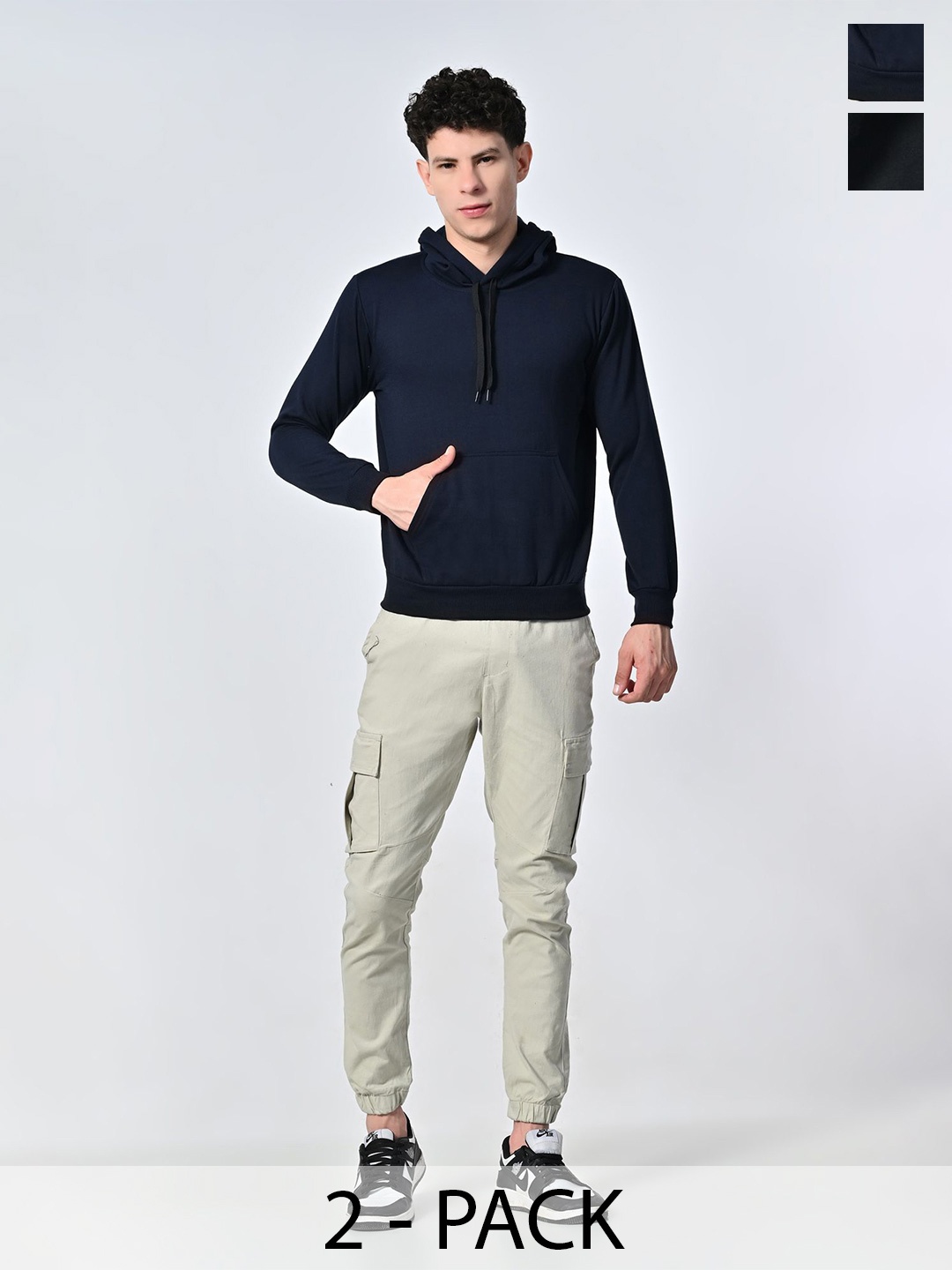 

BAESD Men Solid Hood Fleece Pullover Sweatshirt, Navy blue